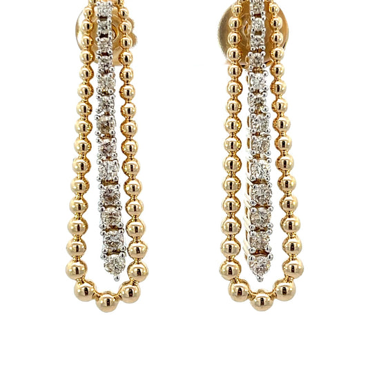 Diamond and Bead Gold Earrings