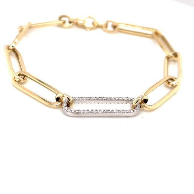 PAPERCLIP LINK WITH DIAMOND LINK BRACELET