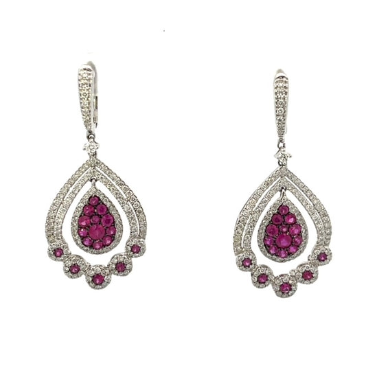 Fancy Diamond and Ruby Earrings