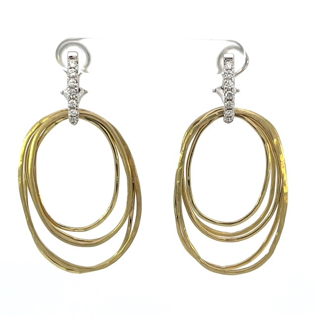 14KTT 0.50CTW MULTI LAYER HANGING EARRING