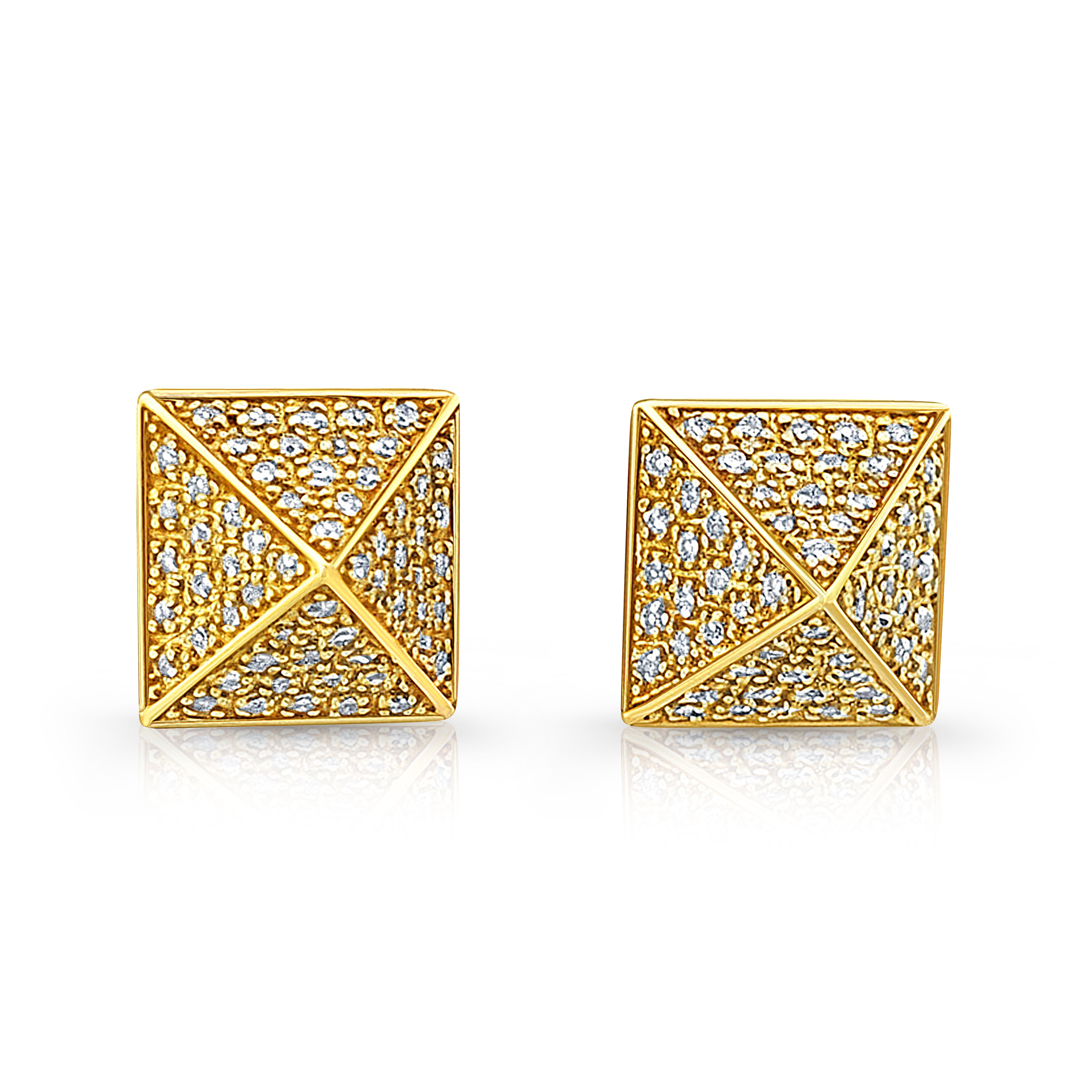 14K Yellow Gold 0.36ctw Diamond Pyramid Studs