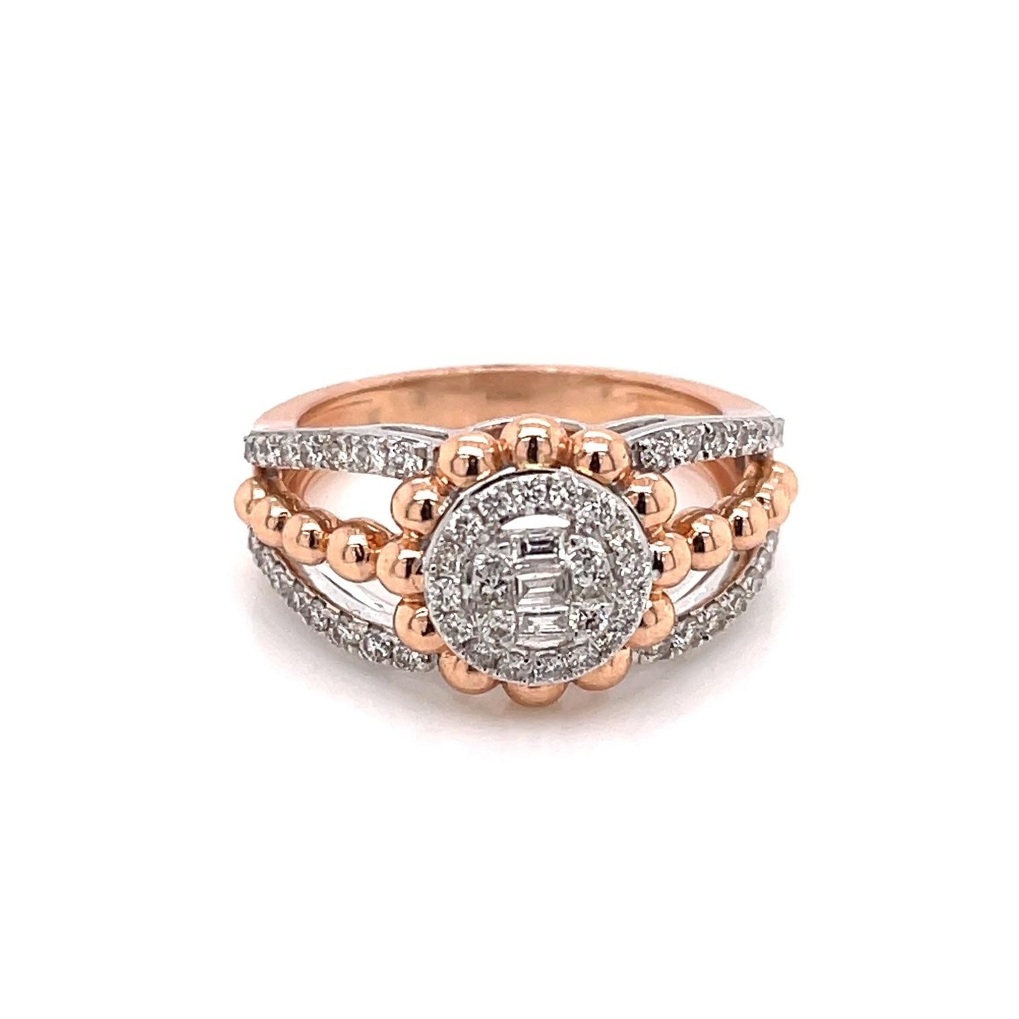 14K Rose Gold 0.62ctw Diamond & Beads Ring