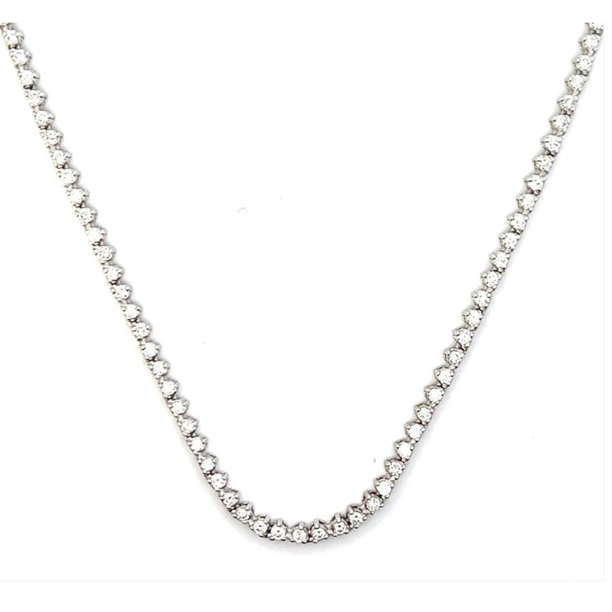 14K White Gold 4.0 Carat Natural Diamond Tennis Necklace