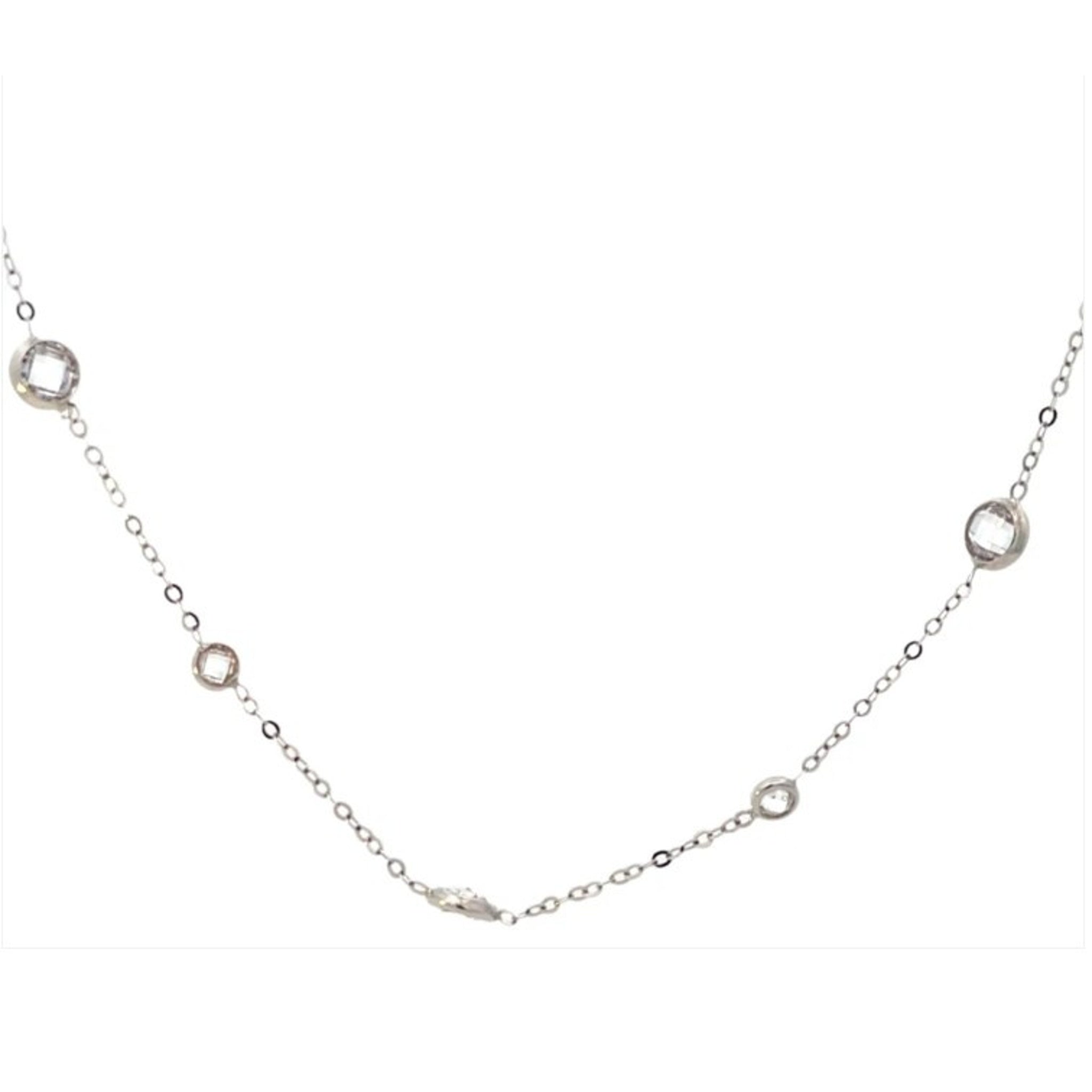 14K White Gold Crystal by Yard Necklace