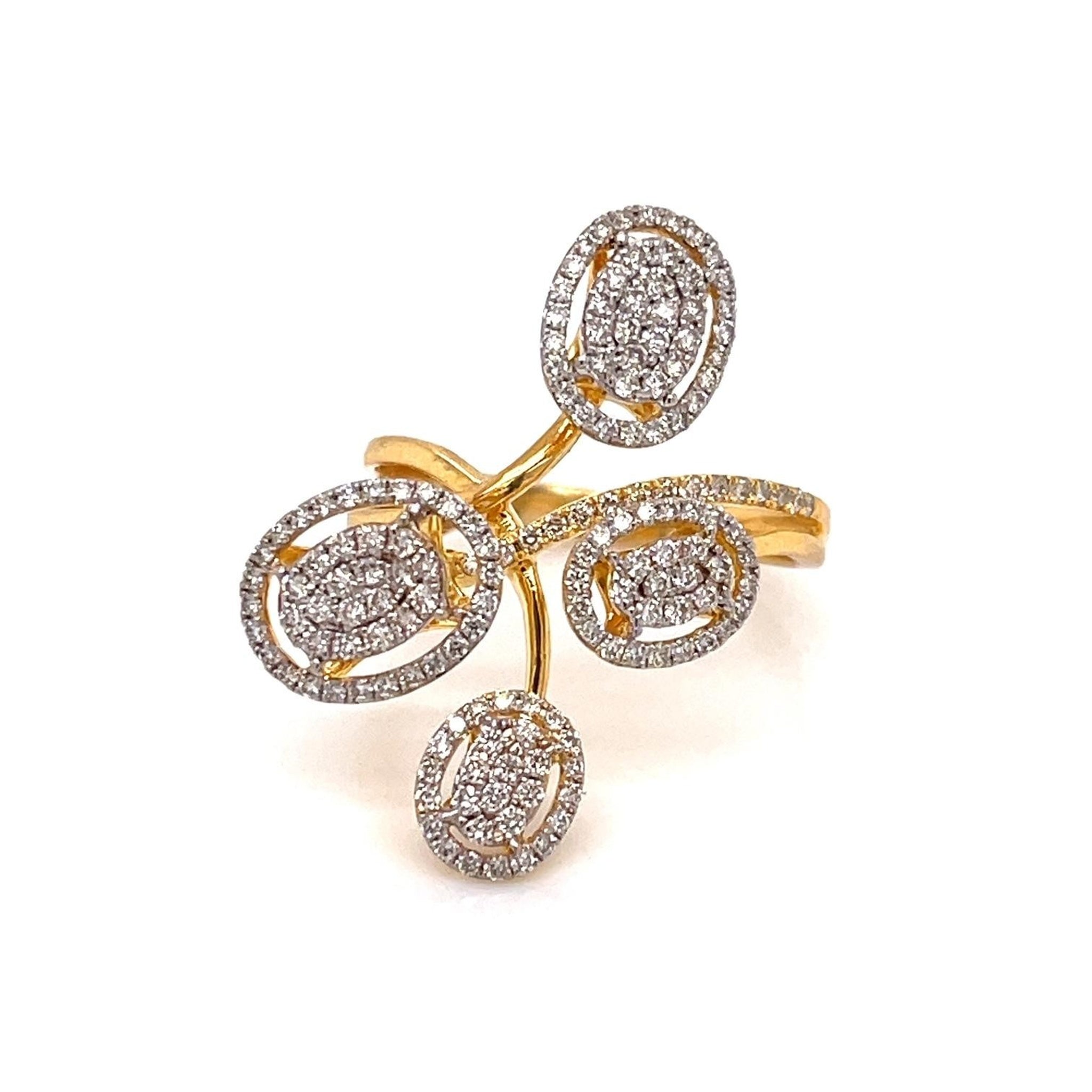 14K Yellow Gold 0.75ctw Pave Diamond Ovals Ring