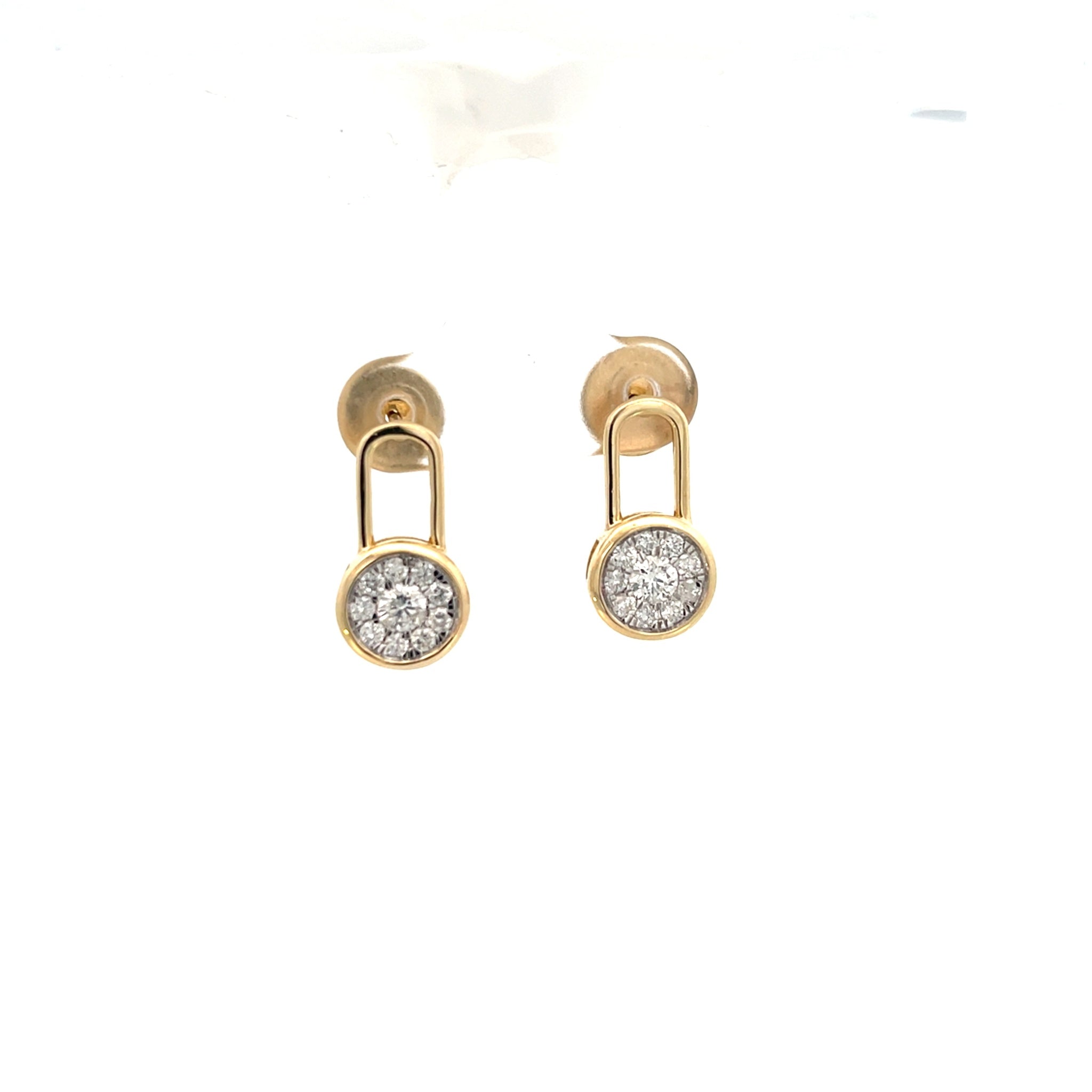 14K Yellow Gold 0.89ctw Diamond Cluster Stud Earring