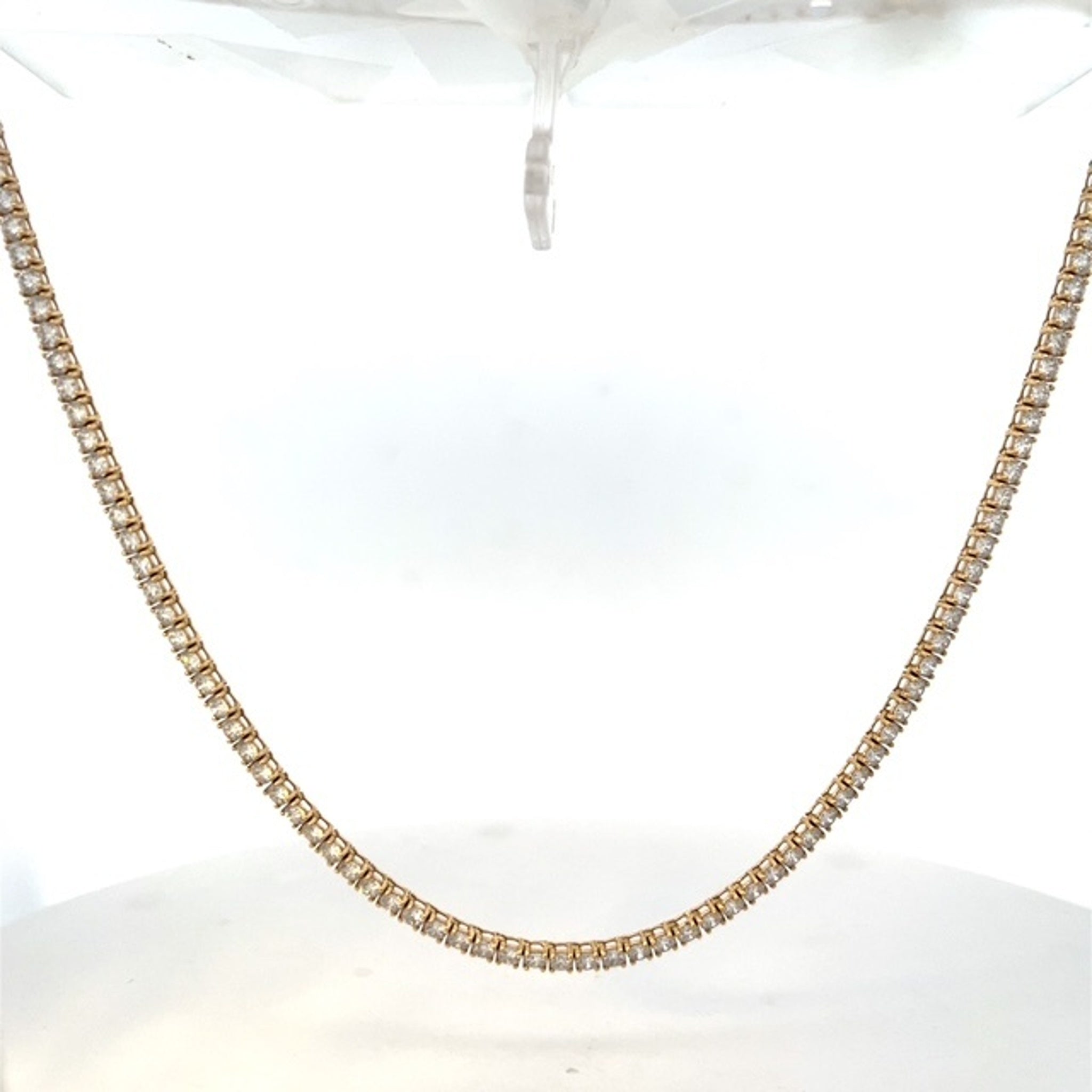 14K Yellow Gold 6 Carats Lab Grown Diamonds Tennis Necklace