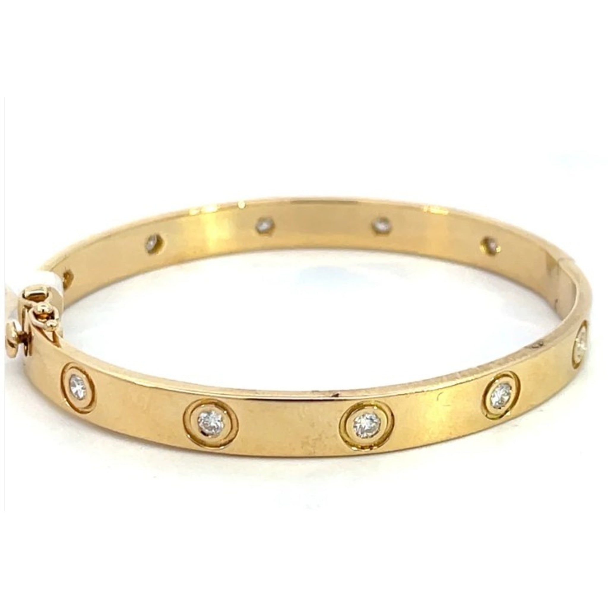 14K Yellow Gold Bezel Set 1.35ctw Diamond Bangle