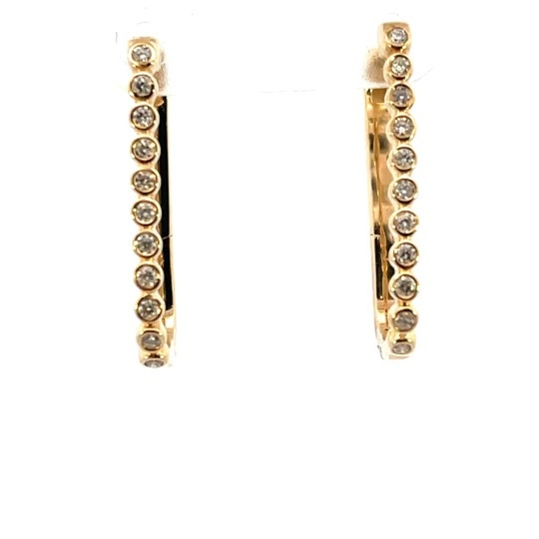 14K Yellow Gold Bezel Set Rectangular Hoop Earring