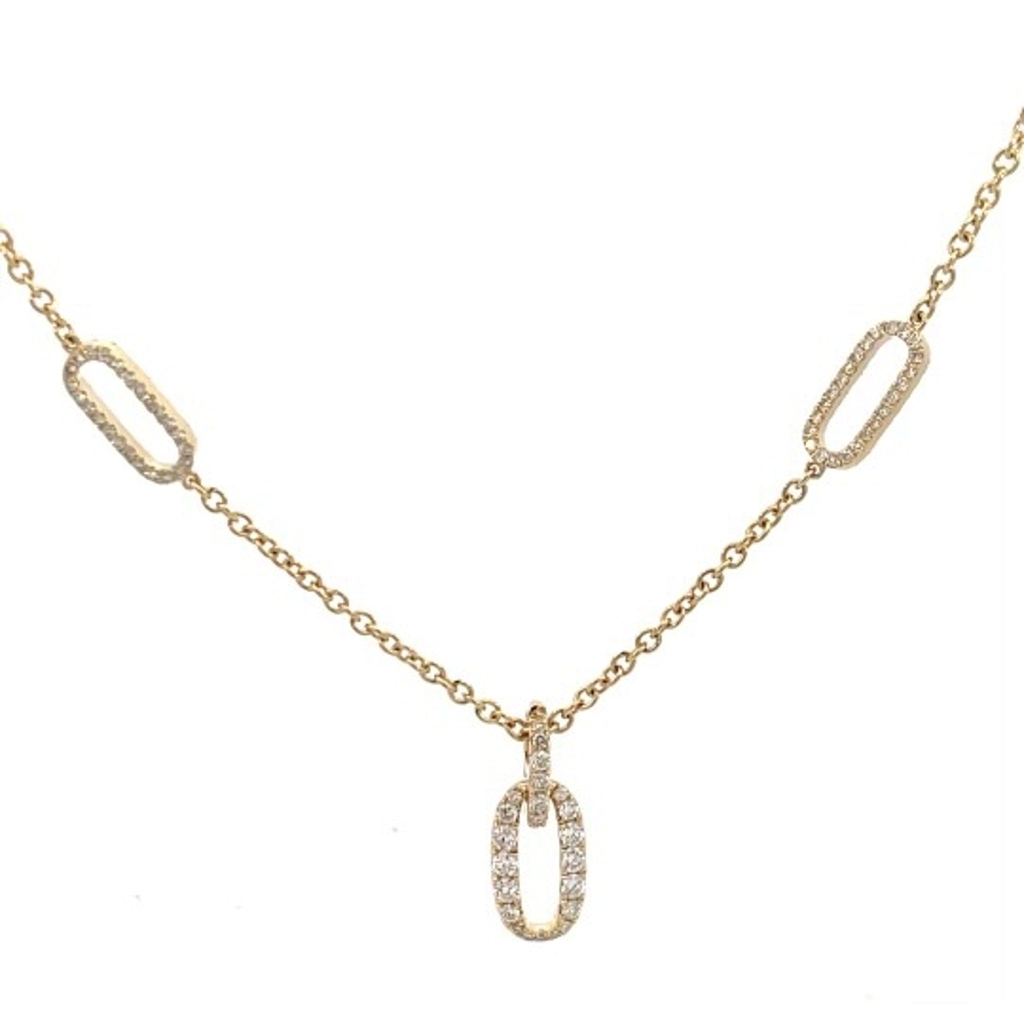 14K Yellow Gold Diamond Links Necklace