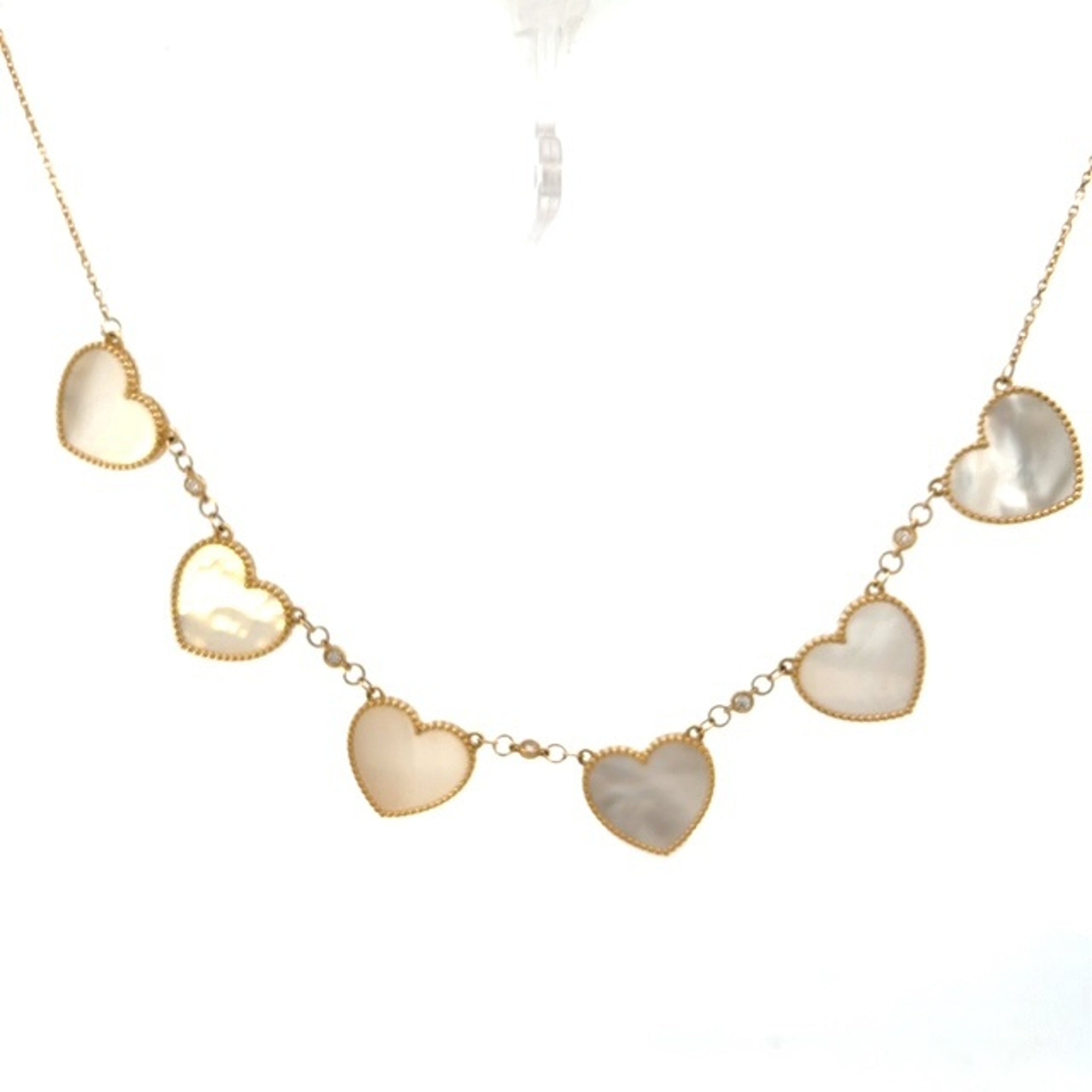 14K Yellow Gold Heart Mother of Pearl Necklace