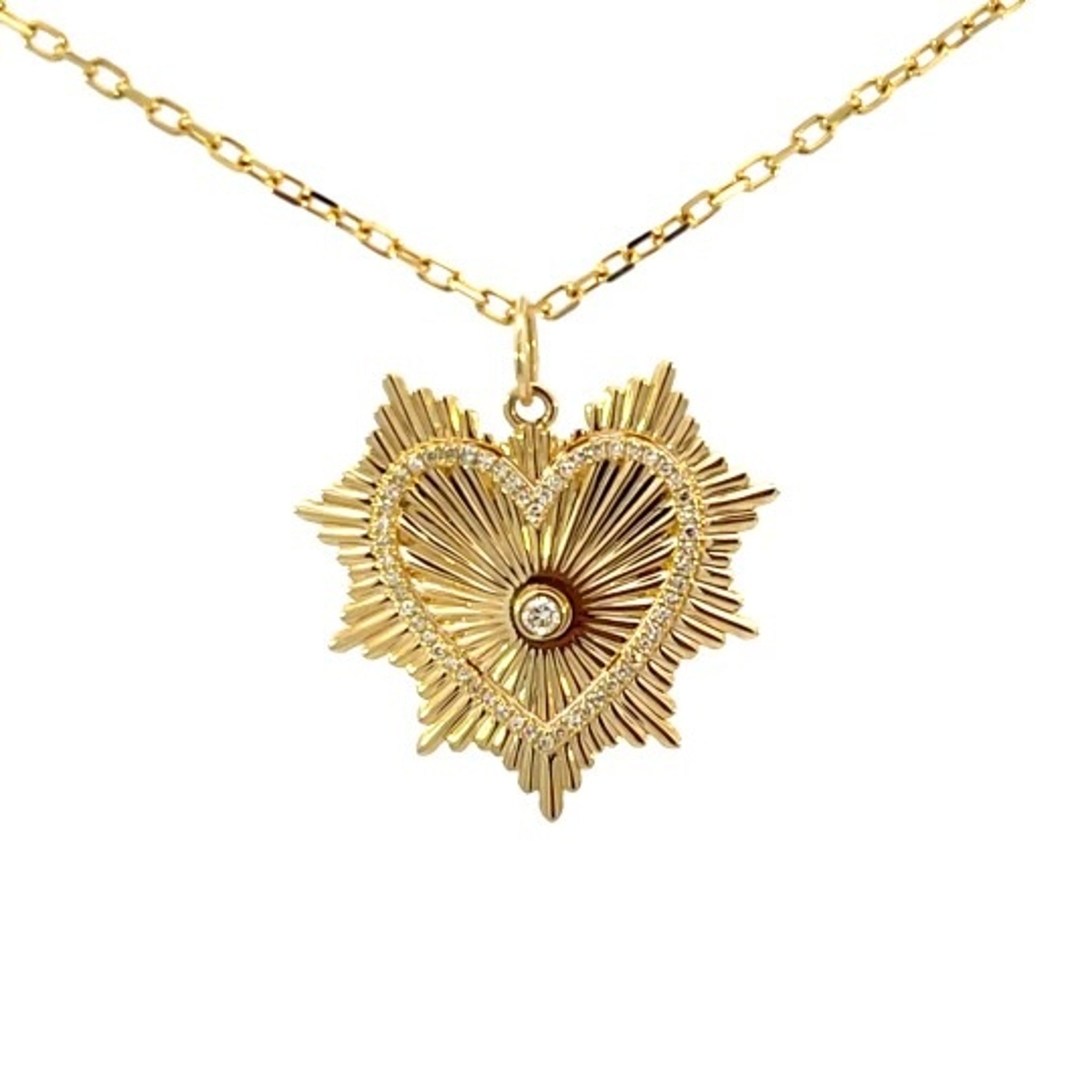 14K Yellow Gold Heart Pendant Necklace