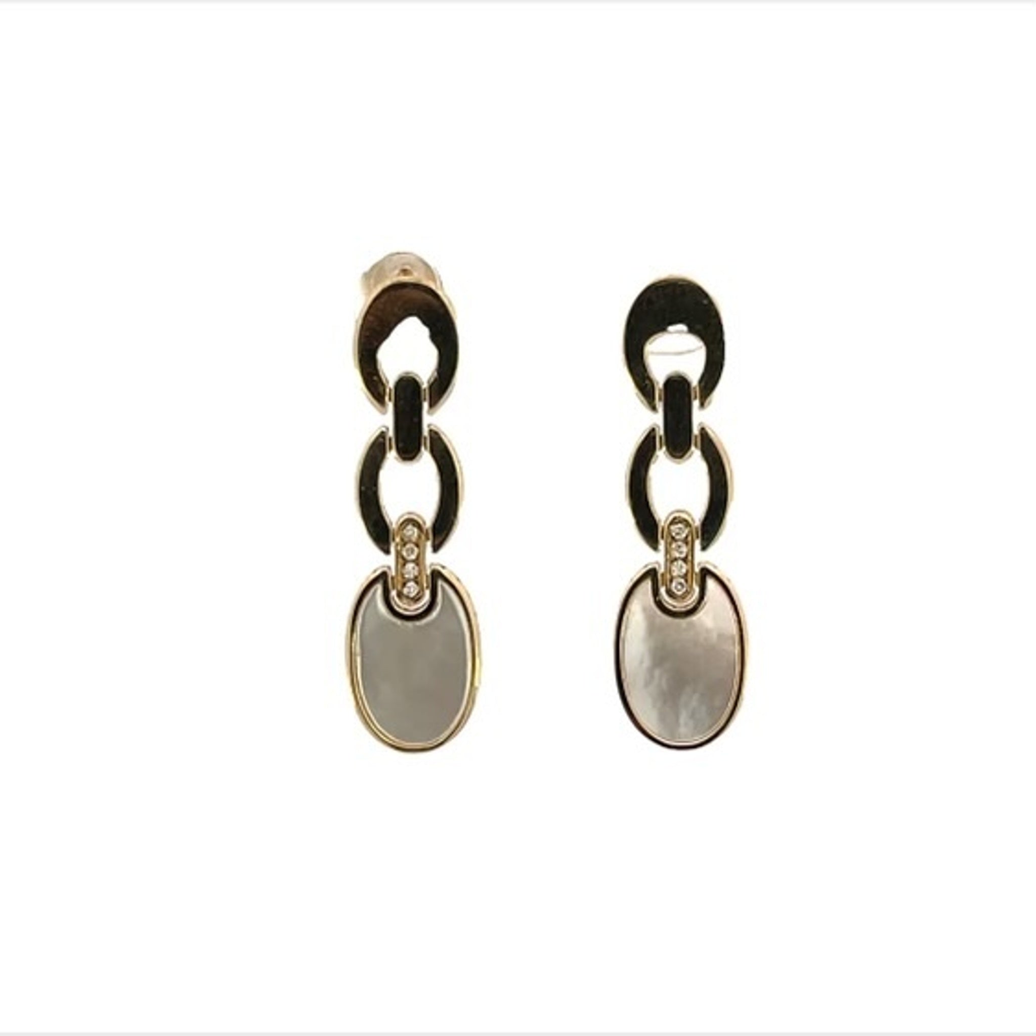 14K Yellow Gold Links Mother of Pearl Earring
