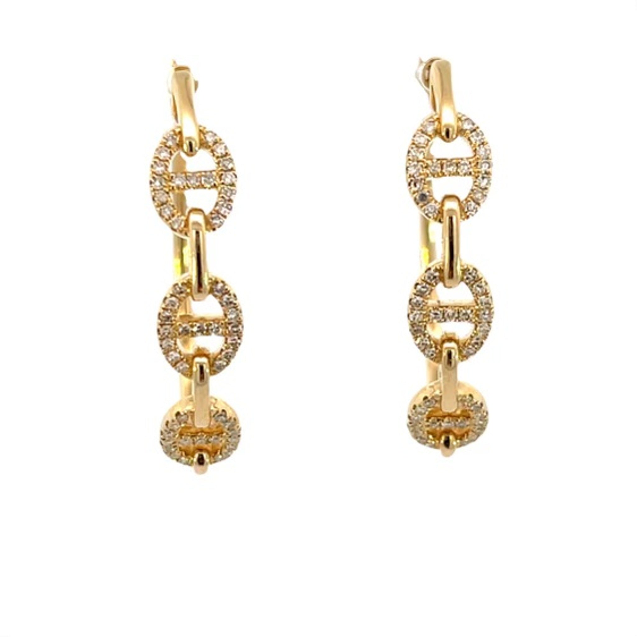 14K Yellow Gold Mariner Links 0.34ctw Diamond Hoop Earring