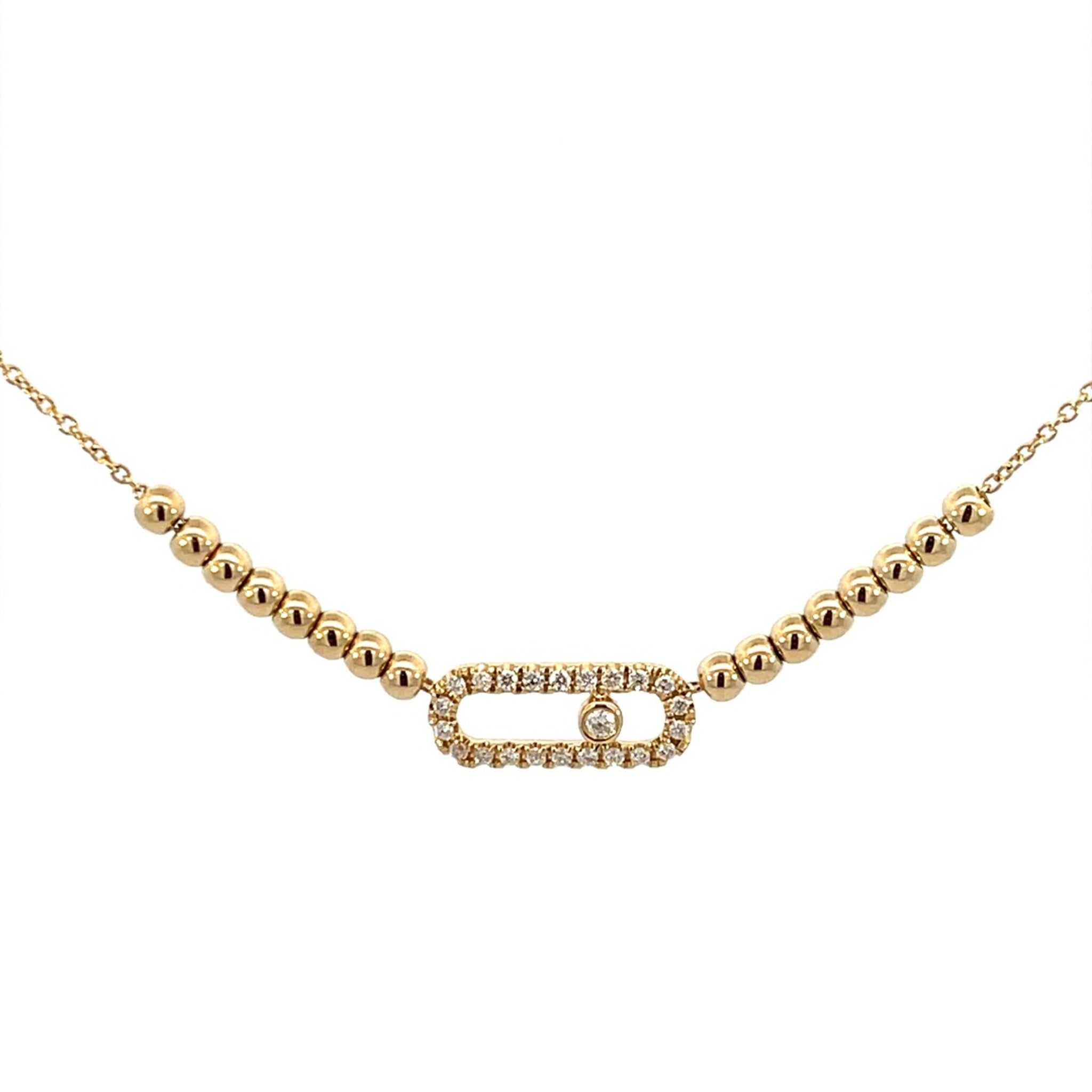 14K Yellow Gold Modern Rectangular Pendant on Fine Chain