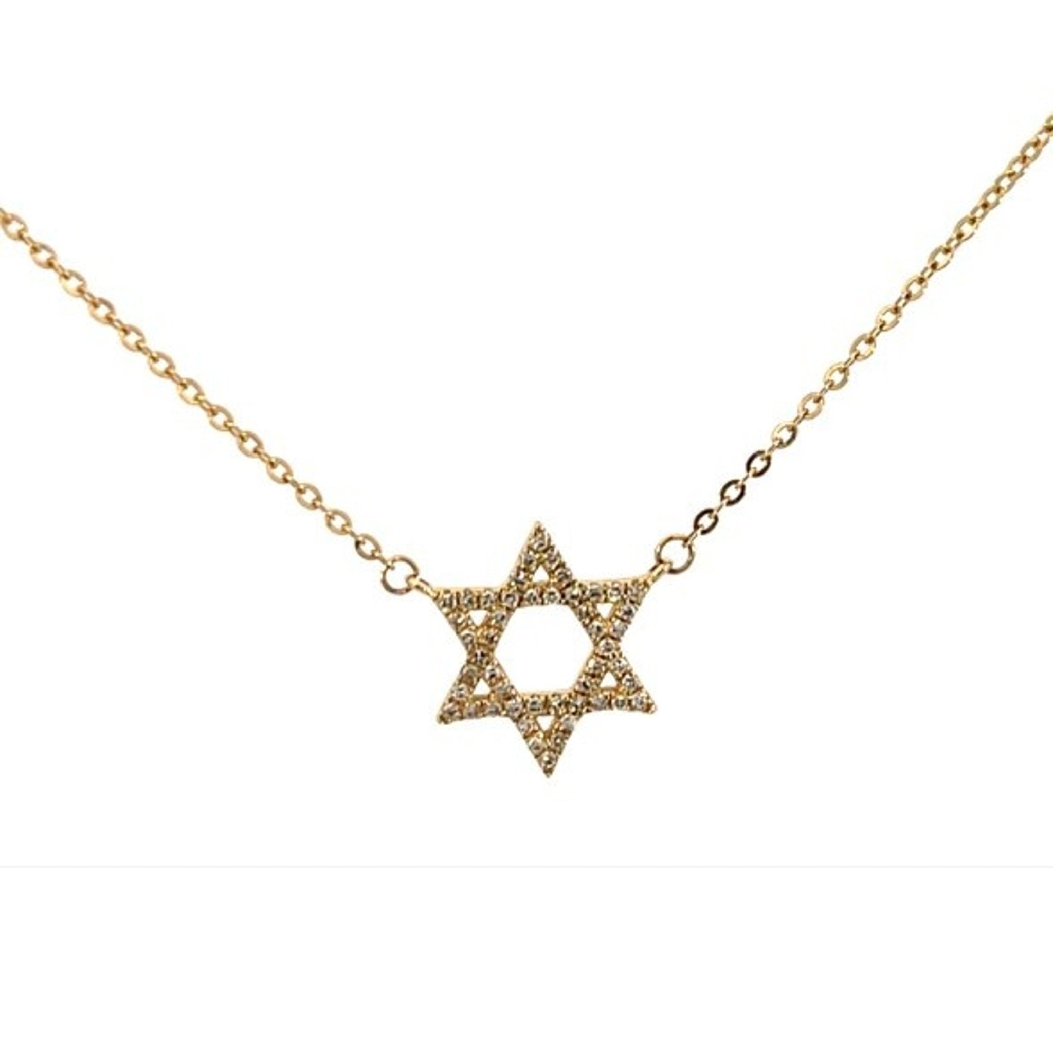 14K Yellow Gold Simple Star of David Necklace