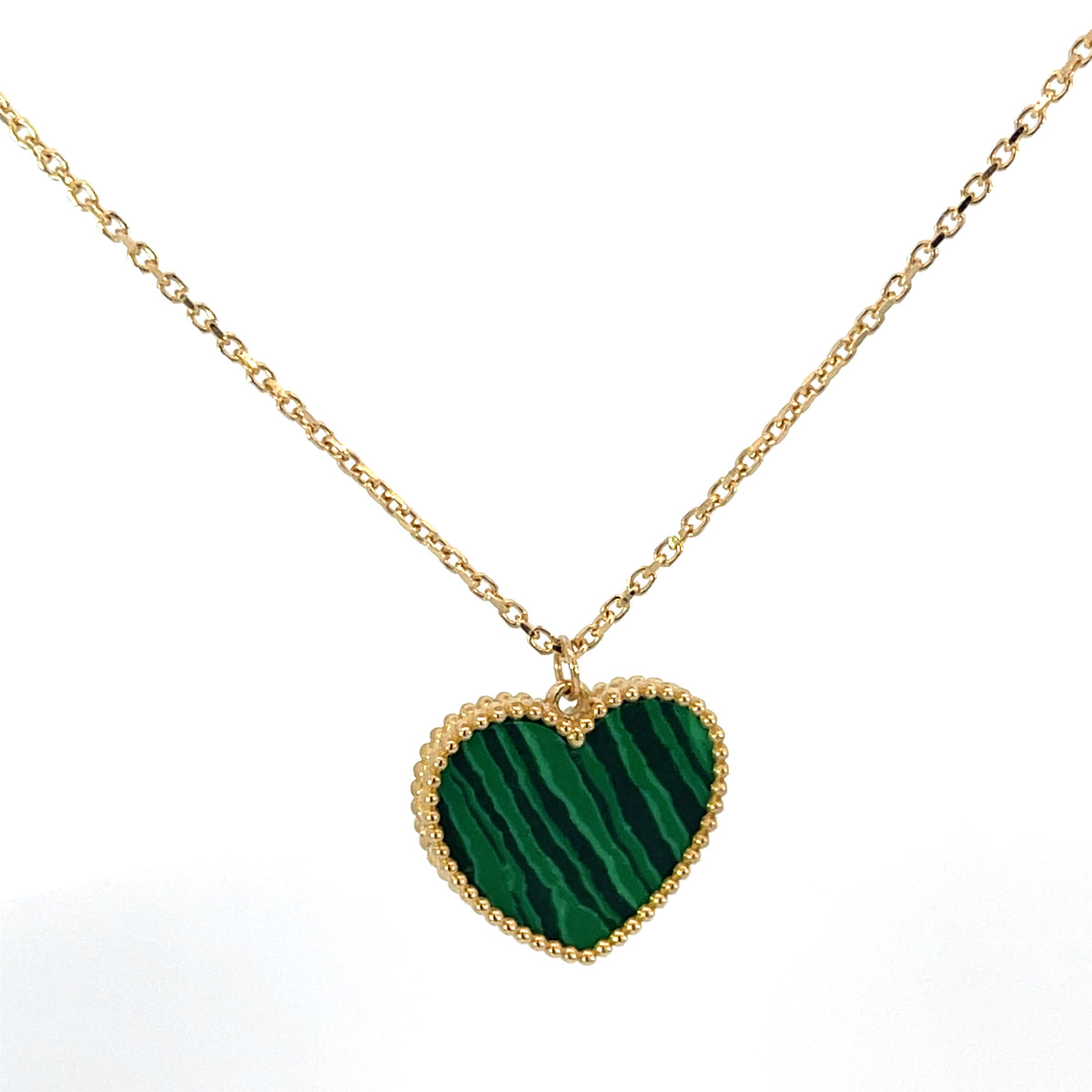 Malachite Green Beautiful Heart Pendnat Necklace