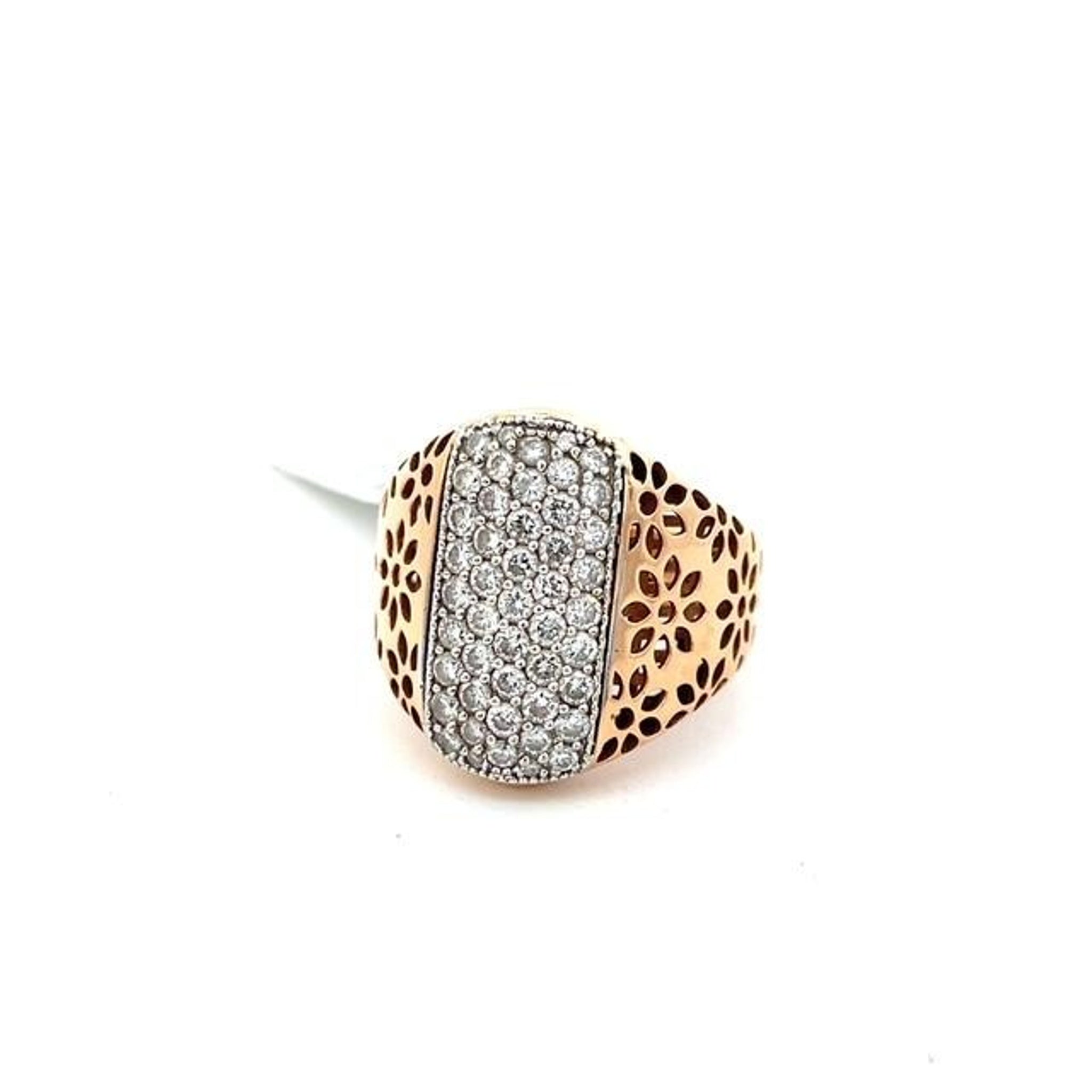 18K Rose Gold 1.05CTW Pave Diamond Ring Made in Italy