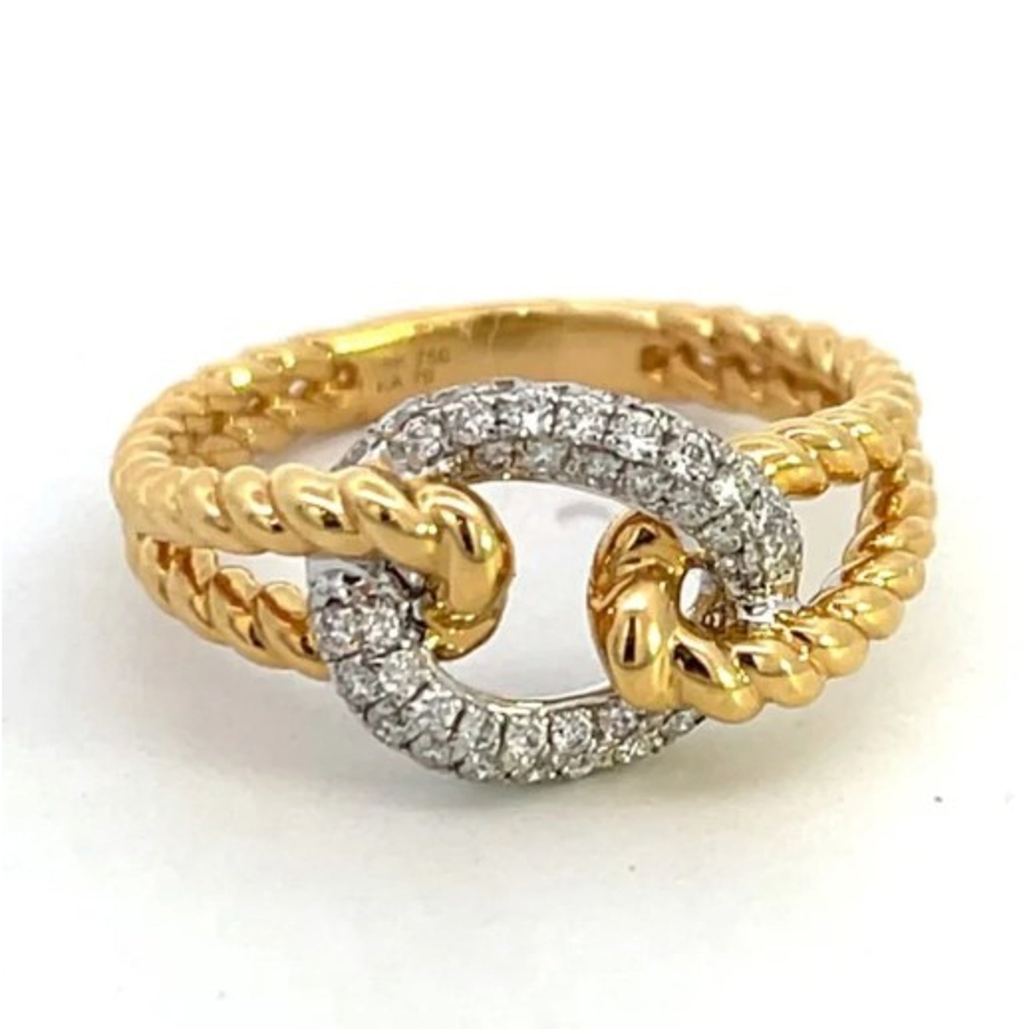 18K Two Toned Knot Diamond Ring