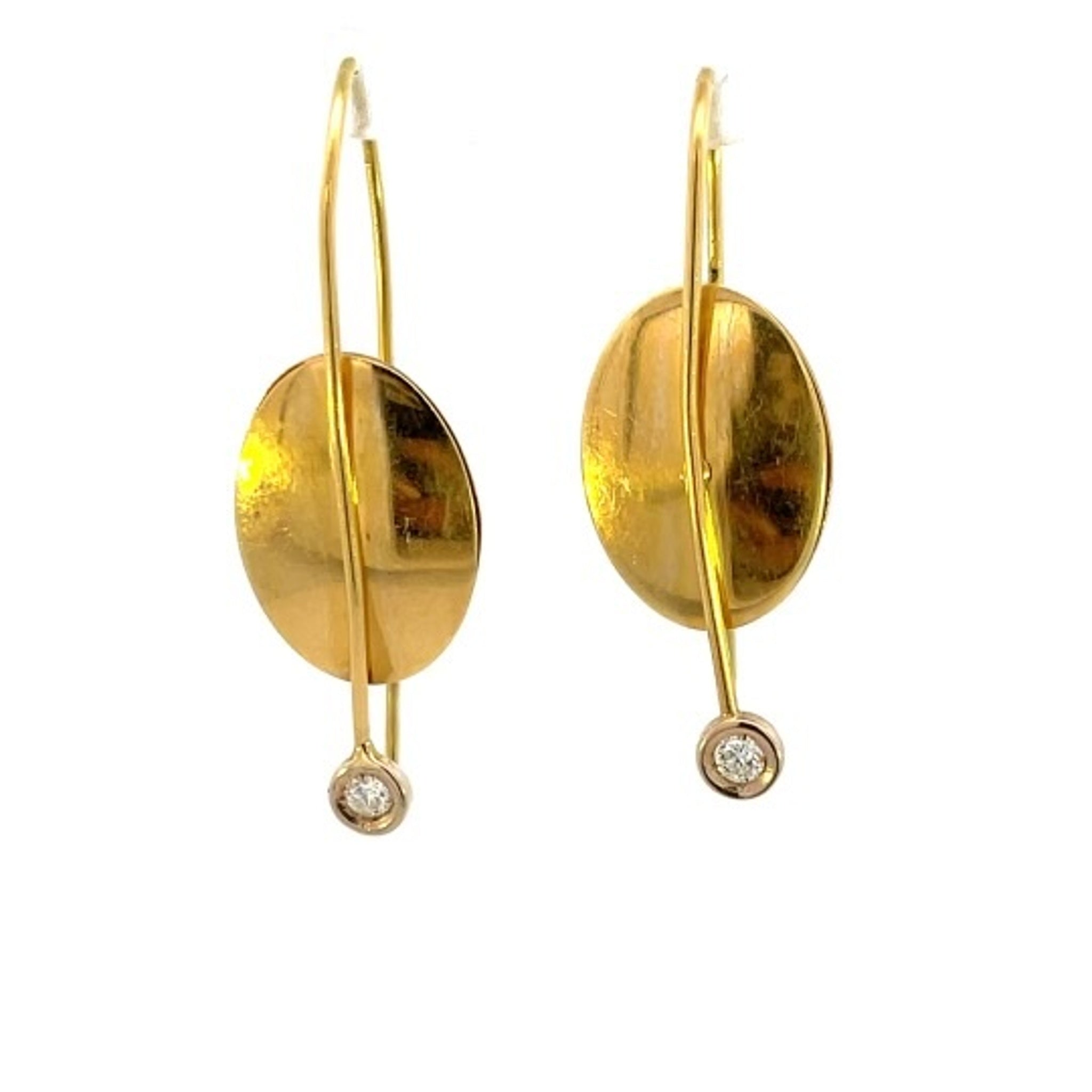 18K Yellow Gold Oval Wire Drop Earring
