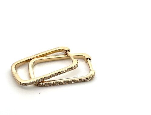 Gold N Diamond square hoop Earrings