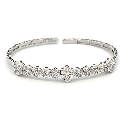 18K Gold Cluster Diamond Bangle