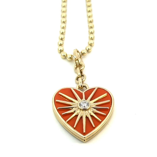 Coral Enamel Pendant