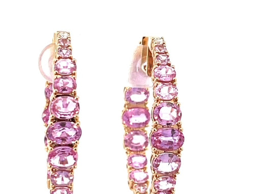 Pink sapphire hoop earrings