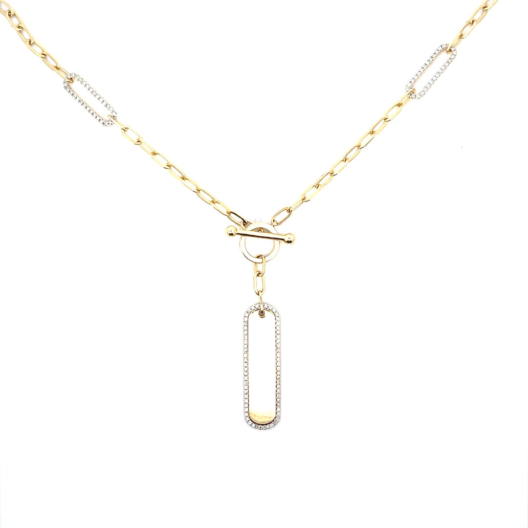 Gold & Diamond Charm PaperClip Necklace