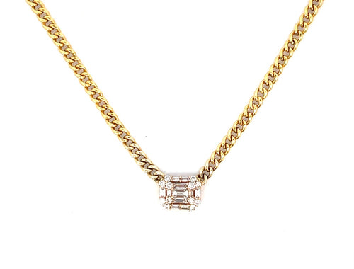 Gold Cuban link Diamond Pendant Necklace