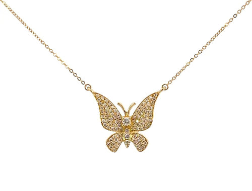 Diamond Butterfly Pendant Necklace