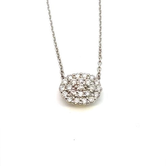 White Gold Pave Diamond  center Necklace
