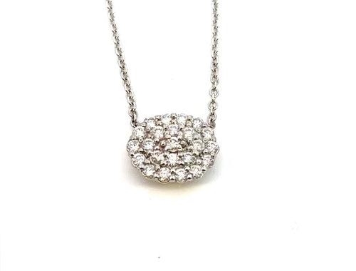 White Gold Pave Diamond  center Necklace
