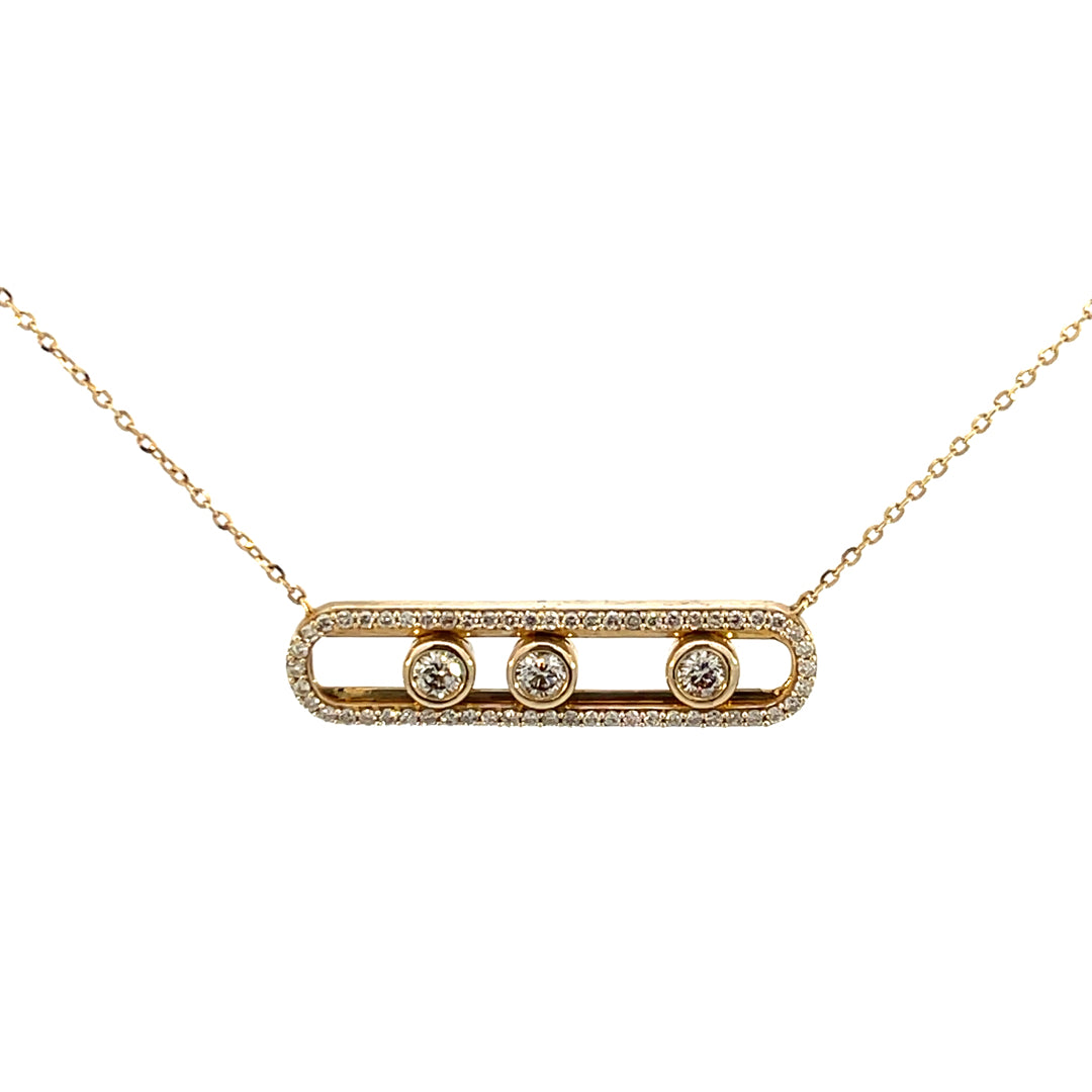 14KYG Diamond Necklace with Moving Bezels