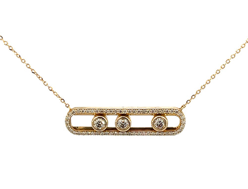 14KYG Diamond Necklace with Moving Bezels