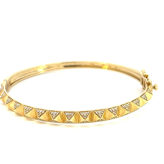 14k Gold Pyramid Diamond Bangle