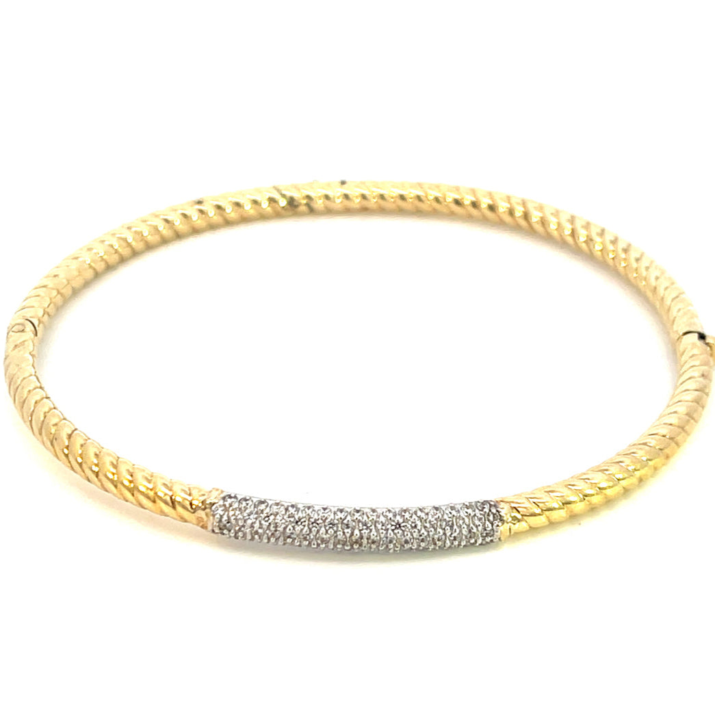 Italian Gold Diamond Center Bangle