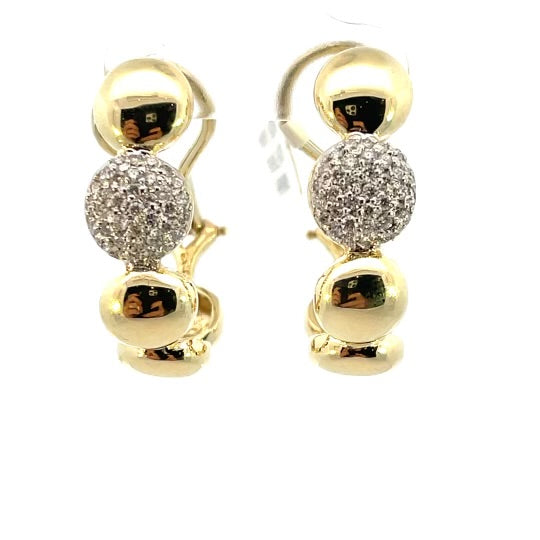 14KYG Gold Earrings with Diamond Pave Circle