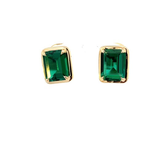 Emerald Stud Bezel Earrings