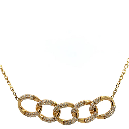 Diamond N Gold Link Necklace