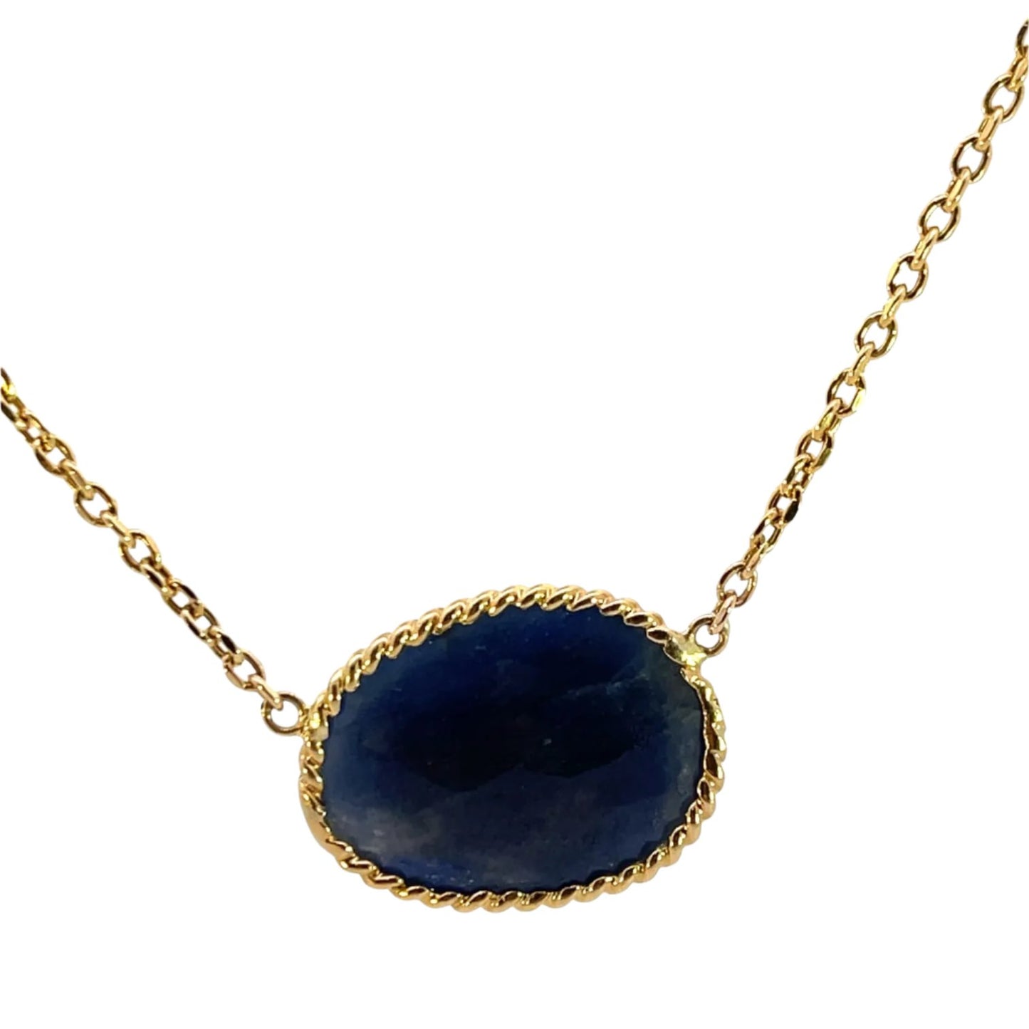 Sapphire Blue MoonStone Gold  Necklace