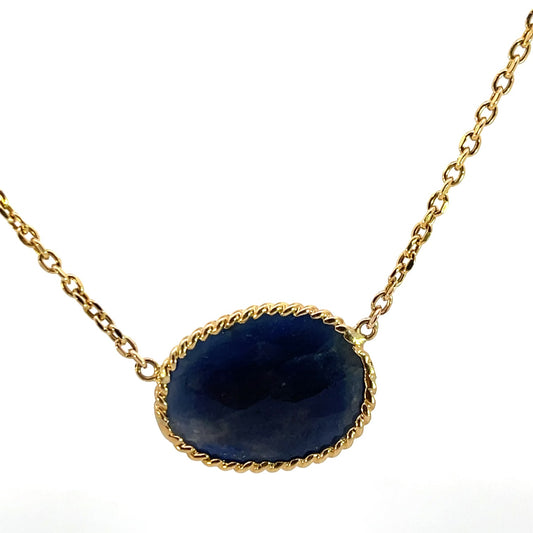 Sapphire Blue MoonStone Gold  Necklace