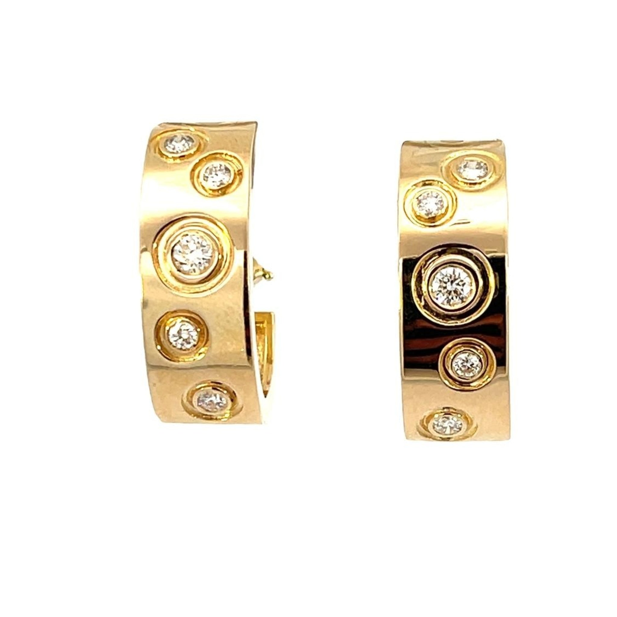 Bezel Set 0.40ctw Diamond Hoop Earring in 14K Yellow Gold