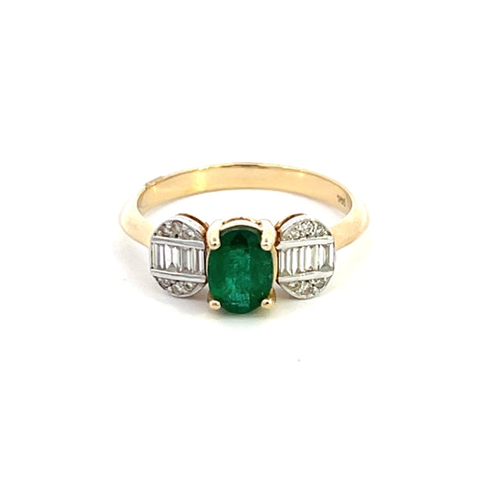 Emerald Oval Diamond Ring