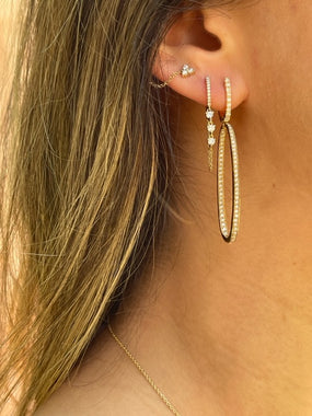 Oval Diamond hoop earrings