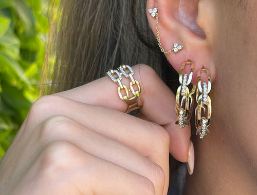 Gold & Diamond Hoop Earrings