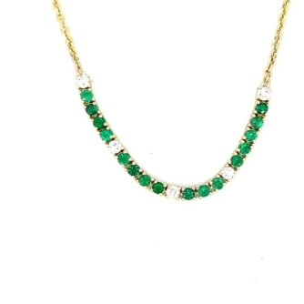 NYGED12 14KYG .67CTW EMERALD STONE .05CTW DIAMOND GOLD NECKLACE