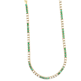 Emerald and Diamond Paperclip Necklace
