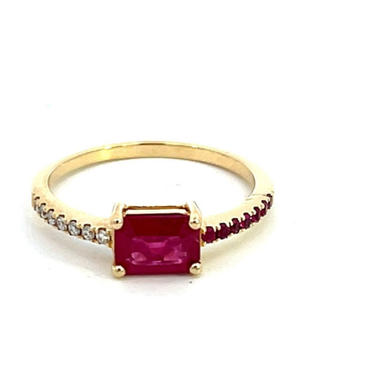 Emerald Cut Ruby & Diamond Ring