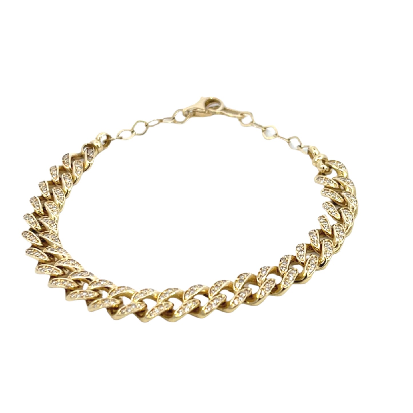 14K Yellow Gold Cuban Diamond Link Bracelet